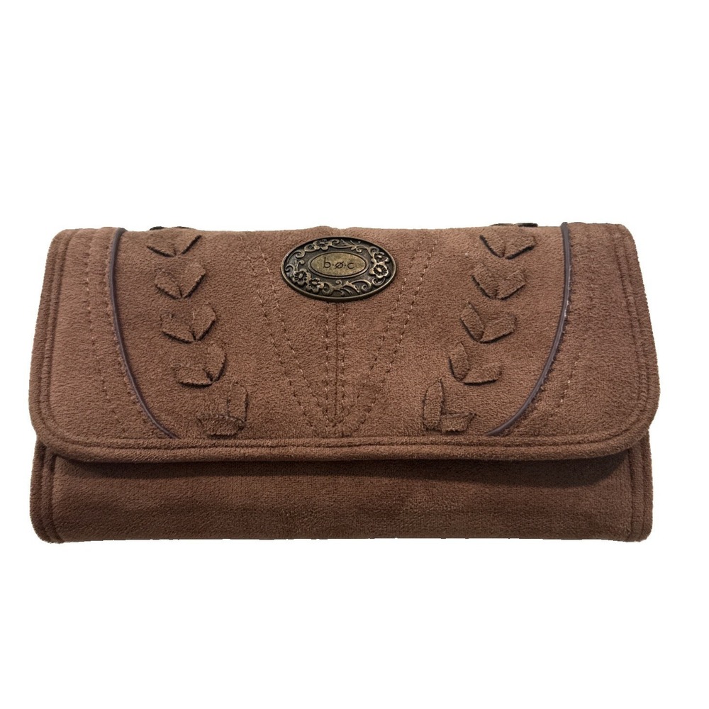 b.o.c. Born Concept Clutch Wallet Brown Faux Leather Trifold Snap Western